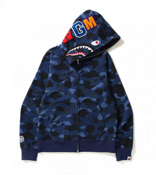 Худи BAPE CAMO SHARK NAVY FULL ZIP HOODIE