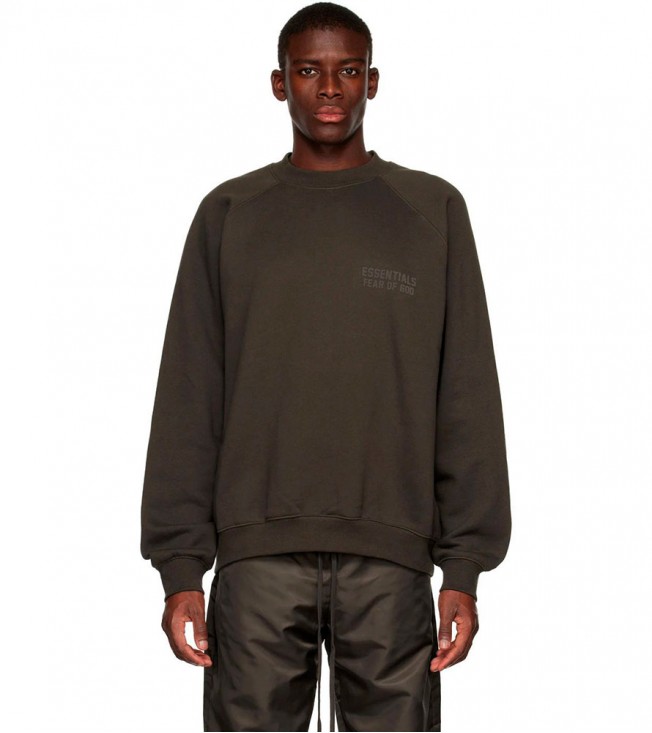 Fear Of God Essentials Gray Crewneck Sweatshirt Off black