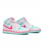 Кроссовки Air Jordan 1 Mid White Pink Green Soar GS