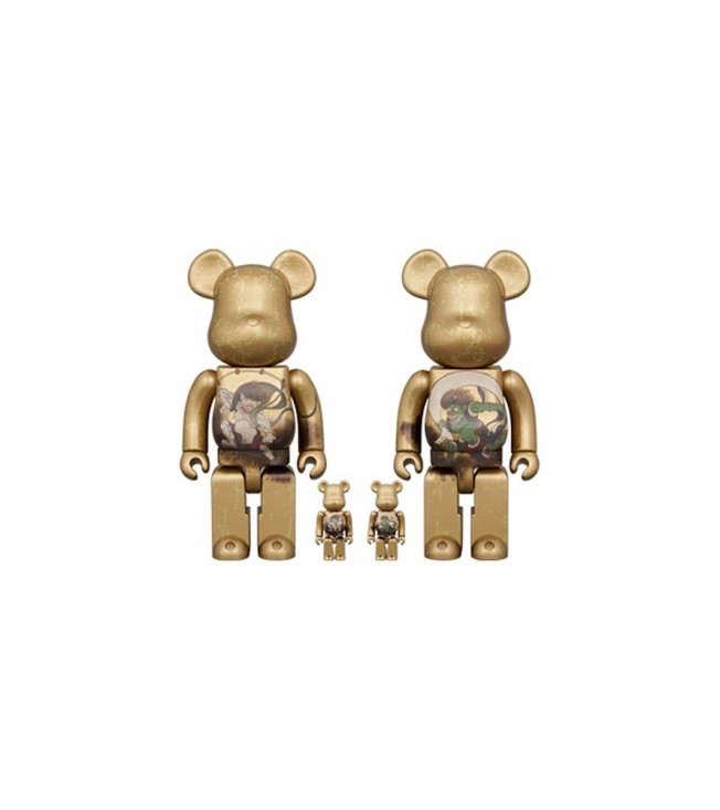 Bearbrick Ogata Korin's Fujin Raijin 4 PC Set 100% & 400% Set