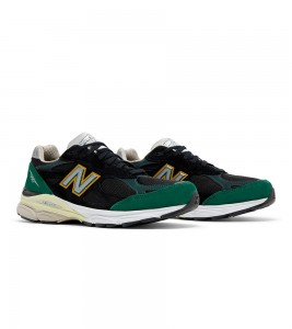 New Balance 990v3 Black Green Yellow - Фото №2