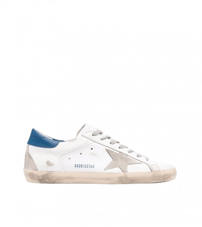 Golden Goose Super-Star White Royal Blue Grey Suede Patch