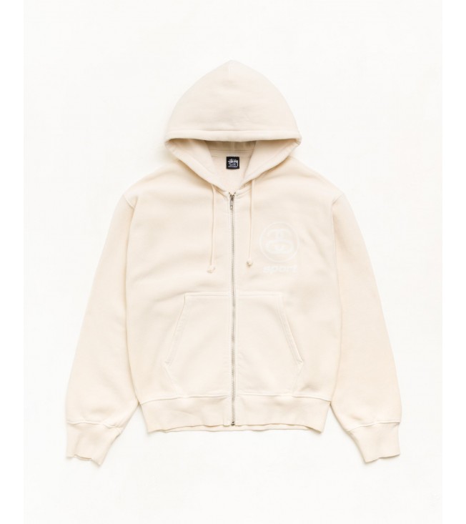 Худи Stussy Link Sport Zip Hoodie Garment Dyed Bone