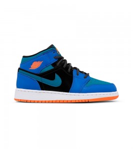 Кроссовки Air Jordan 1 Mid Racer Blue Green Abyss GS