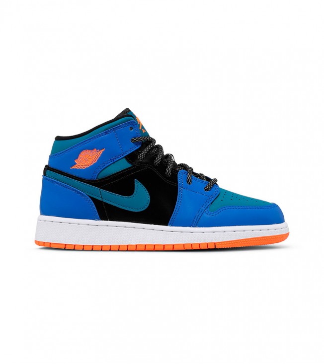 Кроссовки Air Jordan 1 Mid Racer Blue Green Abyss GS