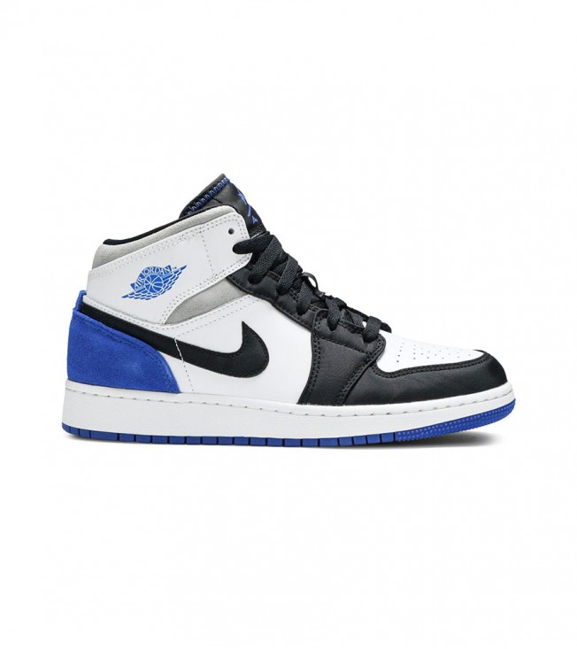 Кроссовки Air Jordan 1 Mid Se White Black Royal GS