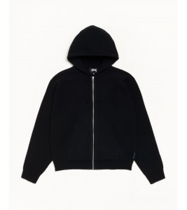 Свитер Stussy Textured Zip Hooded Sweater Black - Фото №2