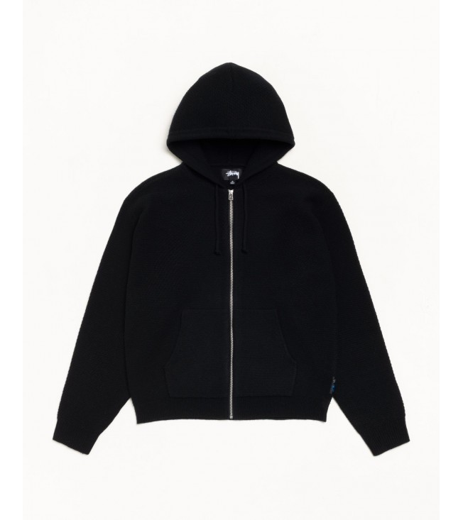 Свитер Stussy Textured Zip Hooded Sweater Black