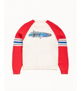 Свитер Stussy Stripe Raglan Crew Red - Фото №2