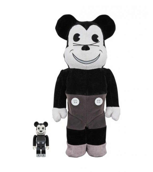 Bearbrick Mickey Mouse (Vintage B&W Ver.) 100% & 400% Set Black