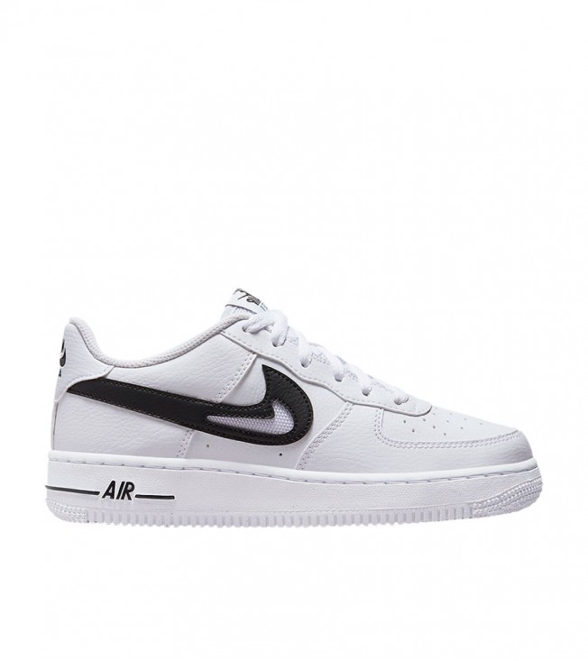 Nike Air Force 1 Low Cut Out Swoosh White Black (GS)