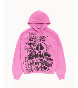 Худи Stussy Skulls Zip Hoodie Pigment Dyed Pink