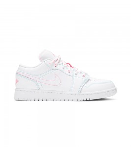 Кроссовки Air Jordan 1 Low White Green Pink GS