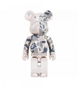 Bearbrick x BAPE Camo Shark 1000% Silver