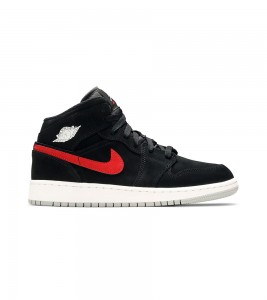 Кроссовки Air Jordan 1 Mid Multi Color Swoosh Black GS