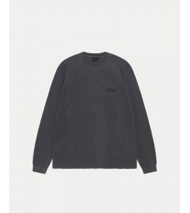 Stussy Basic Thermal Long Sleeve Washed Black