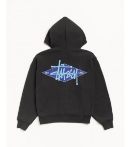 Худи Stussy Basic Diamond Zip Hoodie Black - ???? ?20