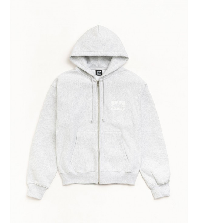 Худи Stussy Box Crown Zip Hoodie Ash Heather