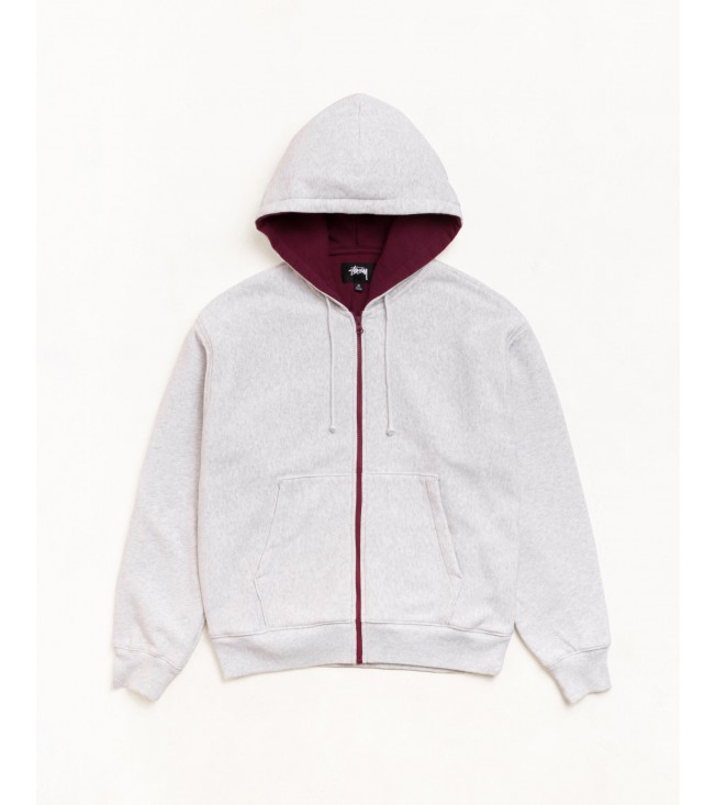 Худи Stussy Double Faced Zip Hoodie Ash Heather