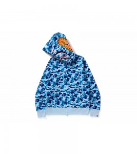 Худи BAPE Big ABC Camo Shark Full Zip Hoodie Blue - Фото №2