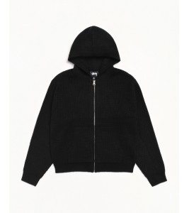 Свитер Stussy Waffle Cashmere Zip Hood Sweater Black