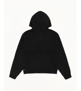 Свитер Stussy Waffle Cashmere Zip Hood Sweater Black - Фото №2
