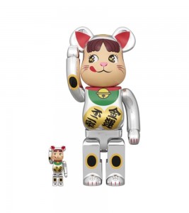 Bearbrick Maneki Neko Peko-chan Lucky Money Double Oval Silver Plated 100% & 400% Set