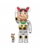 Bearbrick Maneki Neko Peko-chan Lucky Money Double Oval Silver Plated 100% & 400% Set