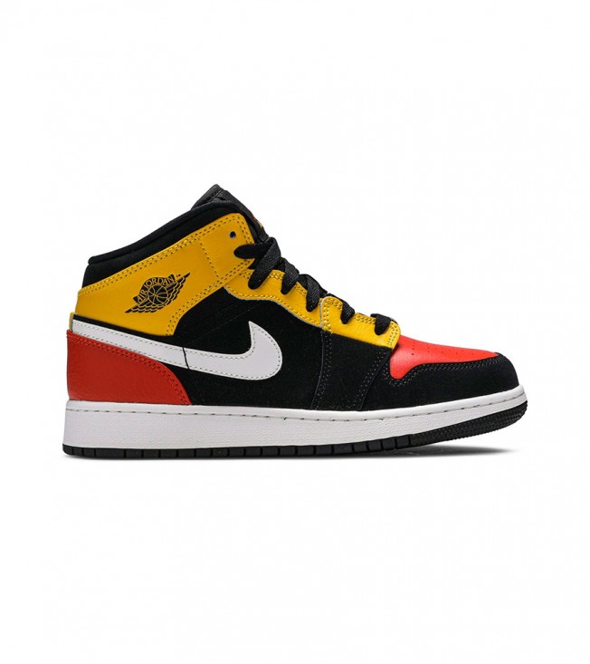 Кроссовки Air Jordan 1 Mid Black Amarillo Team Orange GS
