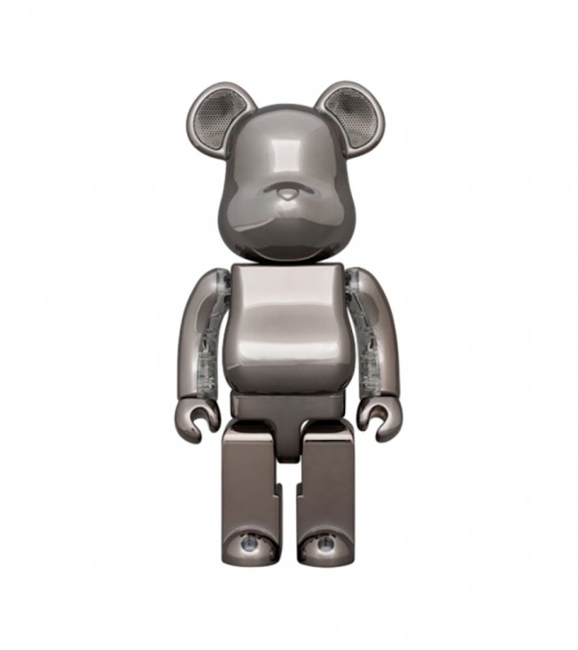 Bearbrick Rinaro Audio Chrome Portable Bluetooth Speaker 400% Platinum