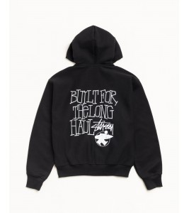 Худи Stussy Long Haul Zip Hoodie Black - Фото №2