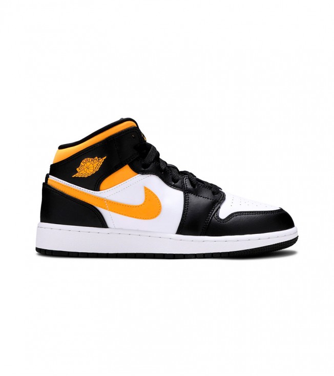 Кроссовки Jordan 1 Mid White Pollen Black (GS)