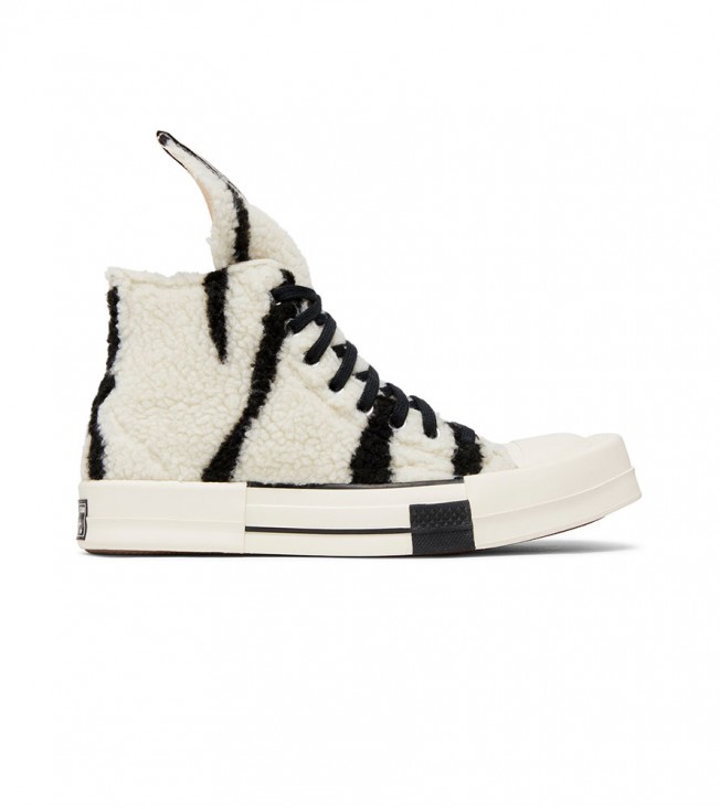Converse TURBODRK Chuck Taylor All-Star 70 Hi Rick Owens DRKSHDW Sherpa Zebra Print White Black