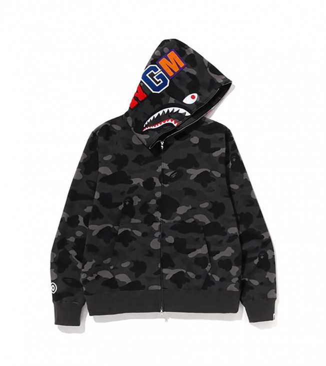 Худи BAPE Color Camo Shark Full Zip Hoodie Black