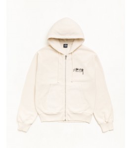 Худи Stussy Beach Roots Zip Hoodie Garment Dyed Bone