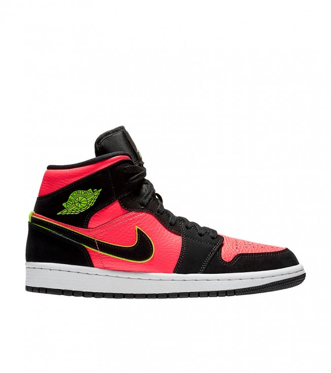 Кроссовки Jordan 1 Mid Black Hot Punch WMNS