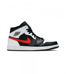 Кроссовки Jordan 1 Mid Black Chile Red White