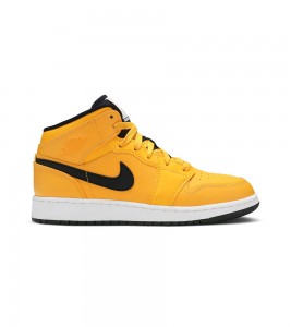 Кроссовки Air Jordan 1 Mid University Gold Black GS