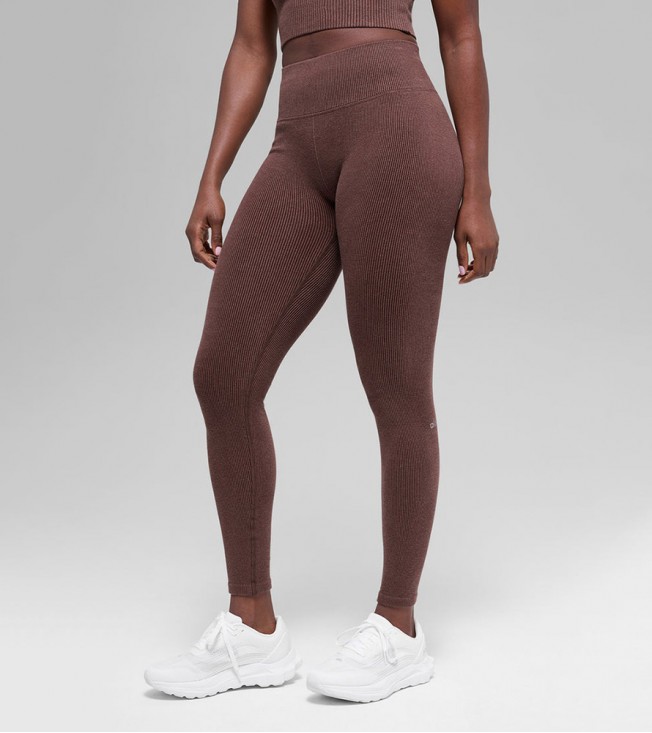 Леггинсы Alo Yoga Seamless High-Waist Two Tone Rib Brownstone