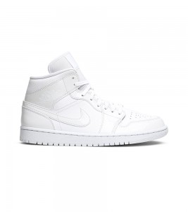 Кроссовки Jordan 1 Mid Triple White Patent Swoosh WMNS
