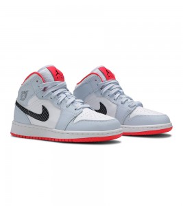 Кроссовки Air Jordan 1 Mid Half Blue Polka Dot Swoosh GS - ???? ?20
