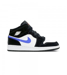Кроссовки Air Jordan 1 Mid Black Racer Blue White GS