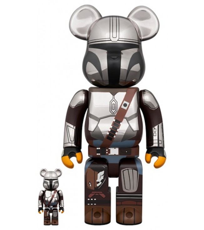 Bearbrick Star Wars The Mandalorian 100% & 400% Set Chorme 