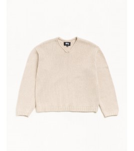 Свитер Stussy Roll V Neck Sweater Oatmeal