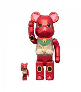 Bearbrick Medicom Maneki Neko Oval Ten Million Ryo Plum Gold Plated 100% & 400% Set
