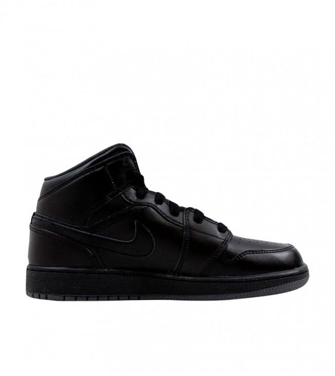 Кроссовки Air Jordan 1 Mid Black Dark Grey Outsole GS