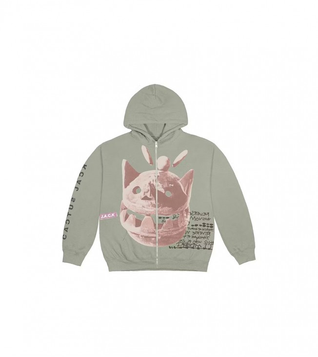 Travis Scott New Sight Zip Up Hoodie Olive