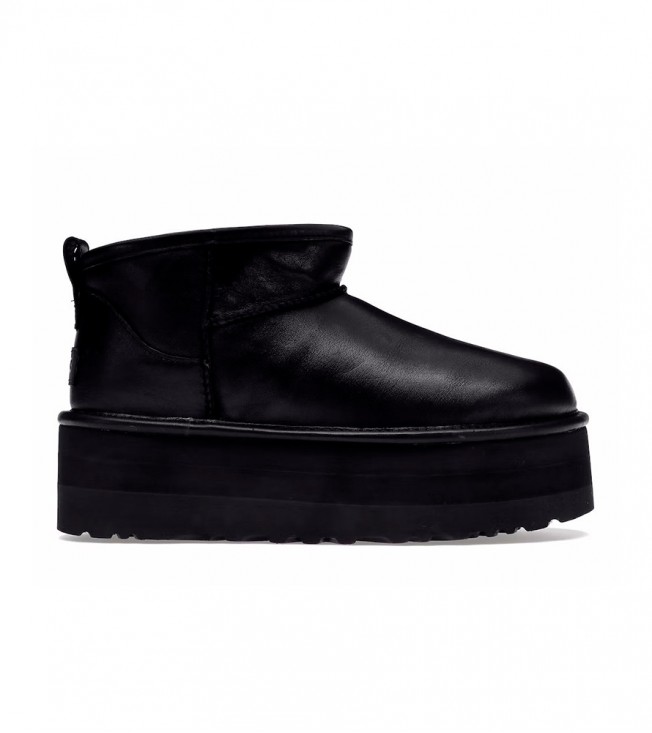 UGG Classic Ultra Mini Platform Black Leather WMNS