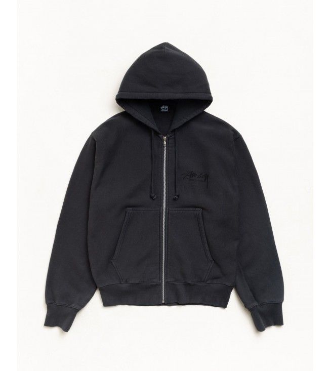 Худи Stussy Beach Roots Zip Hoodie Garment Dyed Faded Black