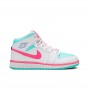 Кроссовки Air Jordan 1 Mid White Pink Green Soar GS